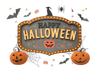 happy-halloween-sign on a isolated transparent background	