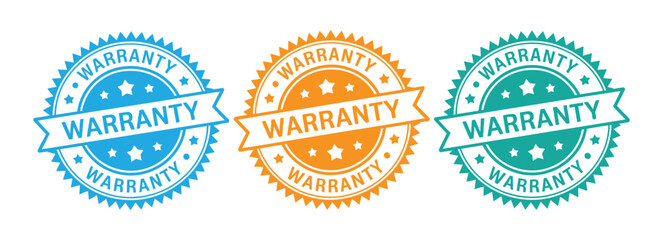 lifetime warranty circle stamp seal emblem label sign for guarantee customer assurance. Warranty seals guarantee product quality colorful set.