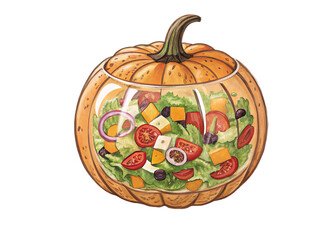 pumpkin-salad-glass on a isolated transparent background	