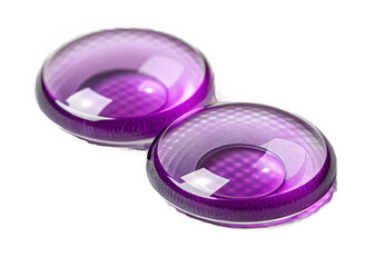 purple contact lenses on a isolated transparent background	