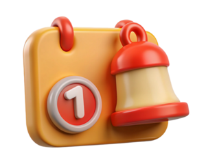 a vibrant three dimensional illustration of a notification bell and calendar displaying the first day high quality professional detailed modern elegant