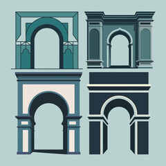 Colorful Decorative Arch Vector Set Architectural Illustration