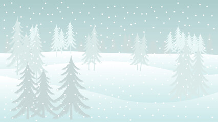 Christmas winter landscape background snow falling illustration background vector