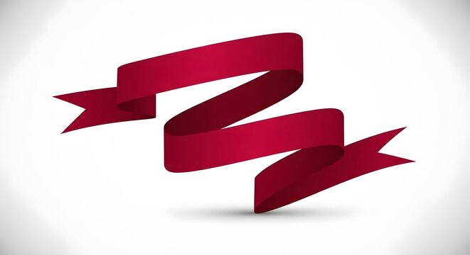 Elegant Deep Red Waving Banner Ribbon Isolated on White Background for Awards