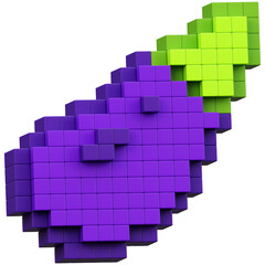 Fototapeta premium 3d render pixel eggplant icon