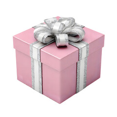 Chic Pink Gift Box with Silver Ribbon - Elegant Packaging Design