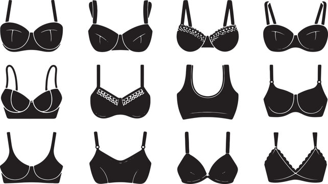 Set of different women's bra vector illustration