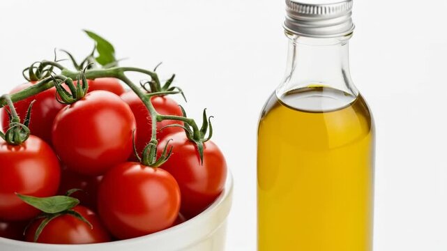 Fresh tomatoes and olive oil: a culinary delight in highresolution imagery