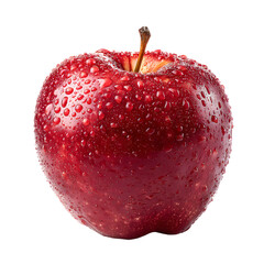 Vibrant Fresh Red Apple with Water Droplets Surface Image