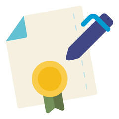 signing wedding certificate flat icon
