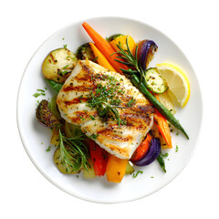 Delicious Grilled Fish Fillet with Vibrant Roasted Vegetables for Culinary Delight