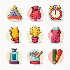 school icons set