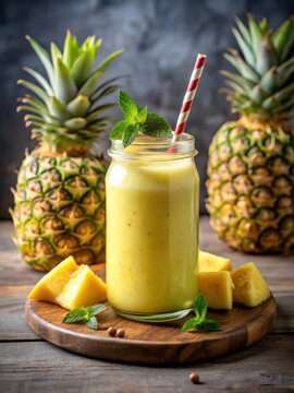 Fresh pineapple chunks blended into a sweet and tangy smoothie
