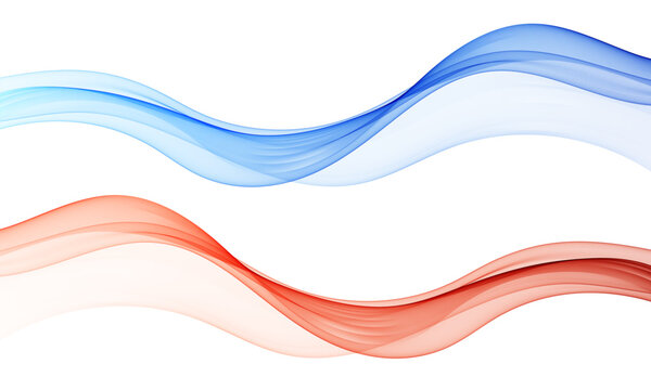 Smooth blue and red vector abstract waves on white background, modern abstract design for banners, posters, websites and graphic layouts.