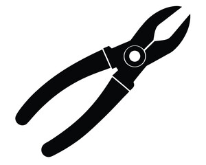 Black lineman pliers tool on white background with solid lines and precision cut