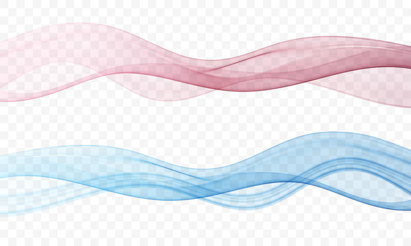 Smooth pink and blue transparent flowing waves with layered curves on a checkered background, modern abstract vector design for graphic layouts