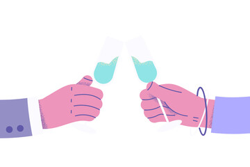 Celebrating holiday with champagne concept