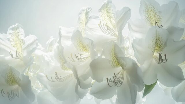 Video A close-up shot of a bouquet of white flowers arranged in a decorative vase