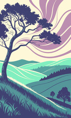 Abstract landscape with trees