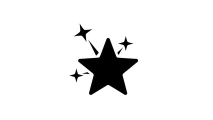 Black star icon with surrounding small twinkling stars, symbolizing quality, achievement, success, rating, magic, wish, celebration, reward, or excellent