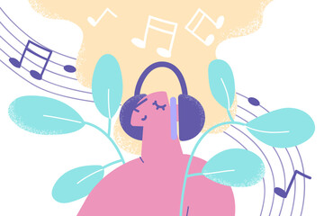 Enjoying listening to music concept.