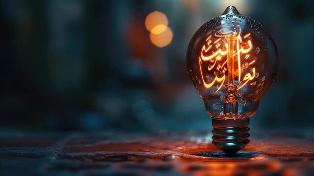 Video A light bulb with Arabic text