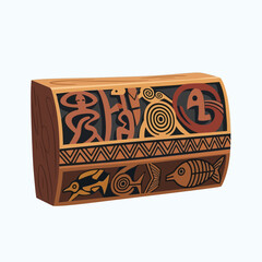 Ancient artifact with traditional tribal motif, indigenous art illustration