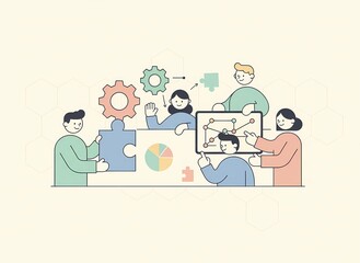 Creative team collaborating on innovative solutions, driving business growth with data analysis and strategic planning in a modern office environment