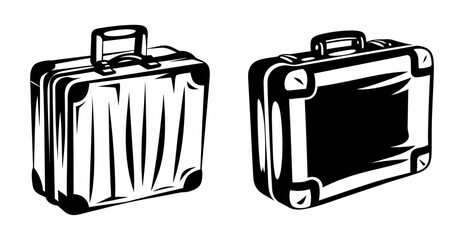 Two vintage suitcases hand drawn style travel luggage ready for adventure exploration journey