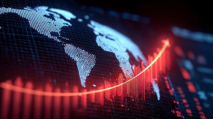 Global Market Surge: A dynamic visual depicting the exponential growth in global markets. An upward arrow soars against a backdrop of the world map and data visualization, representing expansion.