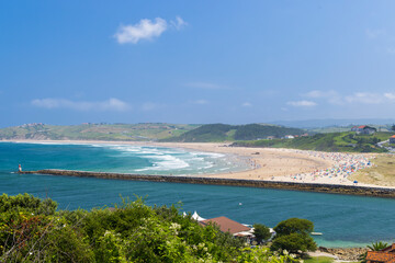 Fototapeta premium San Vicente de la Barquera beach and bay panorama