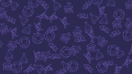 Assorted circus related images on dark purple background suitable for circus event promotions, posters, website banners, and social media.