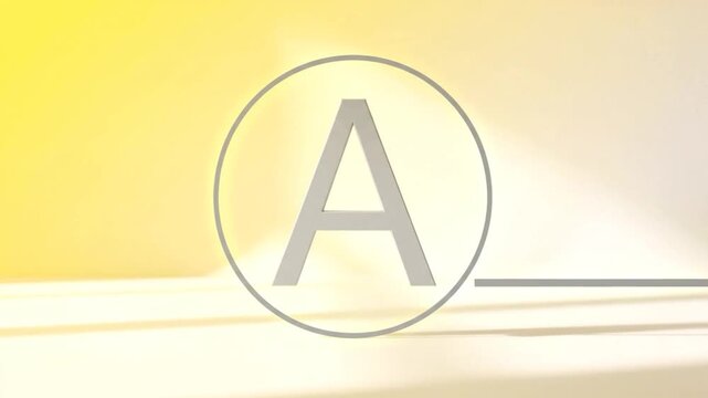 A large letter "A" in silver, illuminated, and surrounded by a glowing aura, set against a gradient background