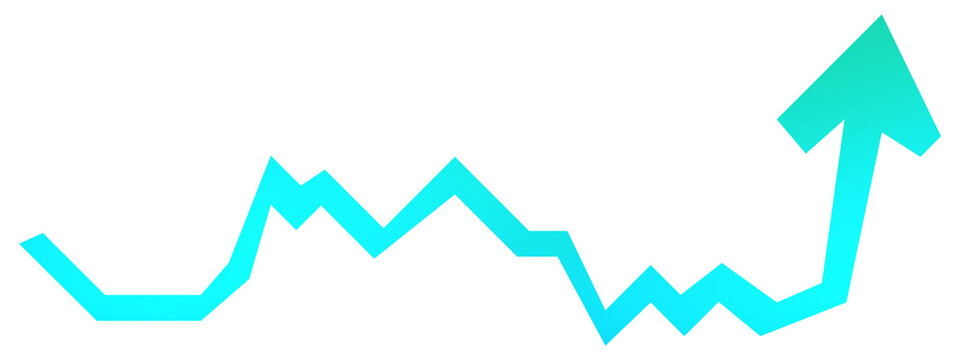heart beat graph, illustration business graph chart at stock market with arrow showing growing up in blue green isolated on white or transparent png - Powered by Adobe
