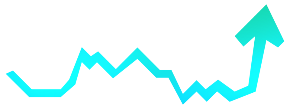 heart beat graph, illustration business graph chart at stock market with arrow showing growing up in blue green isolated on white or transparent png