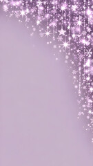 A festive cascade of sparkling purple glitter, stars, and snowflakes on a soft lavender background.