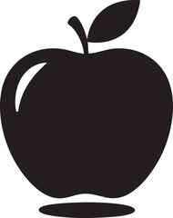 Solid Apple Icon Vector Illustration - Black Fruit Glyph Symbol