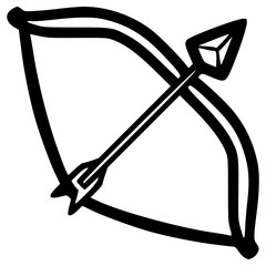 doodle arrow and bow illustration hand drawn outline vector