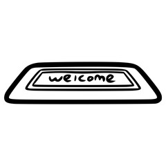 doodle shoes door mat illustration hand drawn outline vector
