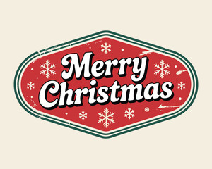 Retro merry christmas greeting with snowflakes and distressed design
