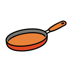 Cartoon frying pan illustration, kitchen cookware for cooking