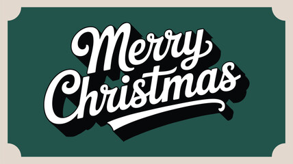 Retro styled merry christmas greeting with long shadows