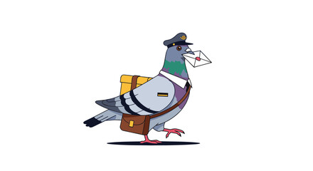 Fototapeta premium A carrier pigeon with a backpack and a letter is ready to deliver an important message.