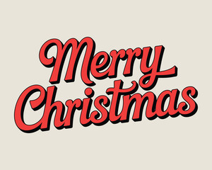 Retro style merry christmas greeting with red script font