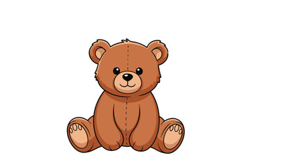 Naklejka premium An incredibly cute and fluffy teddy bear character is sitting and smiling on a white background.