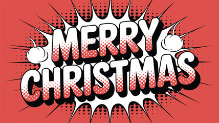 Retro comic book style merry christmas greeting