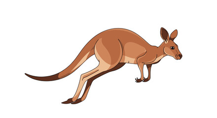 A realistic kangaroo is depicted hopping embodying the iconic motion of this Australian marsupial.