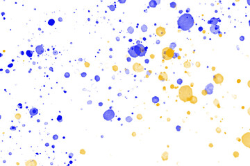 Abstract blue and yellow color bubbles over transparent background decoration element