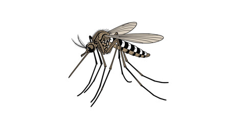 A detailed illustration captures a mosquito in a resting pose perfect for educational or health-related topics.