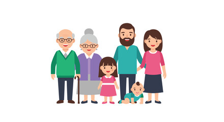 A happy family enjoys a camping trip with a tent and a warm campfire.